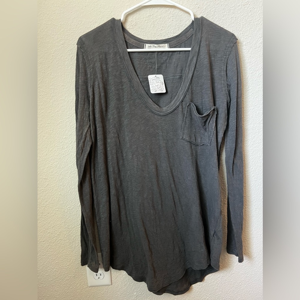 NWT Free People We The Free Betty Long Sleeve in Charcoal, size Small